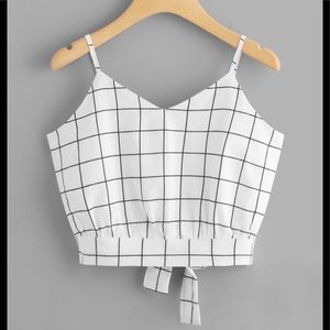 Sexy Lined Checked split back with button and tie